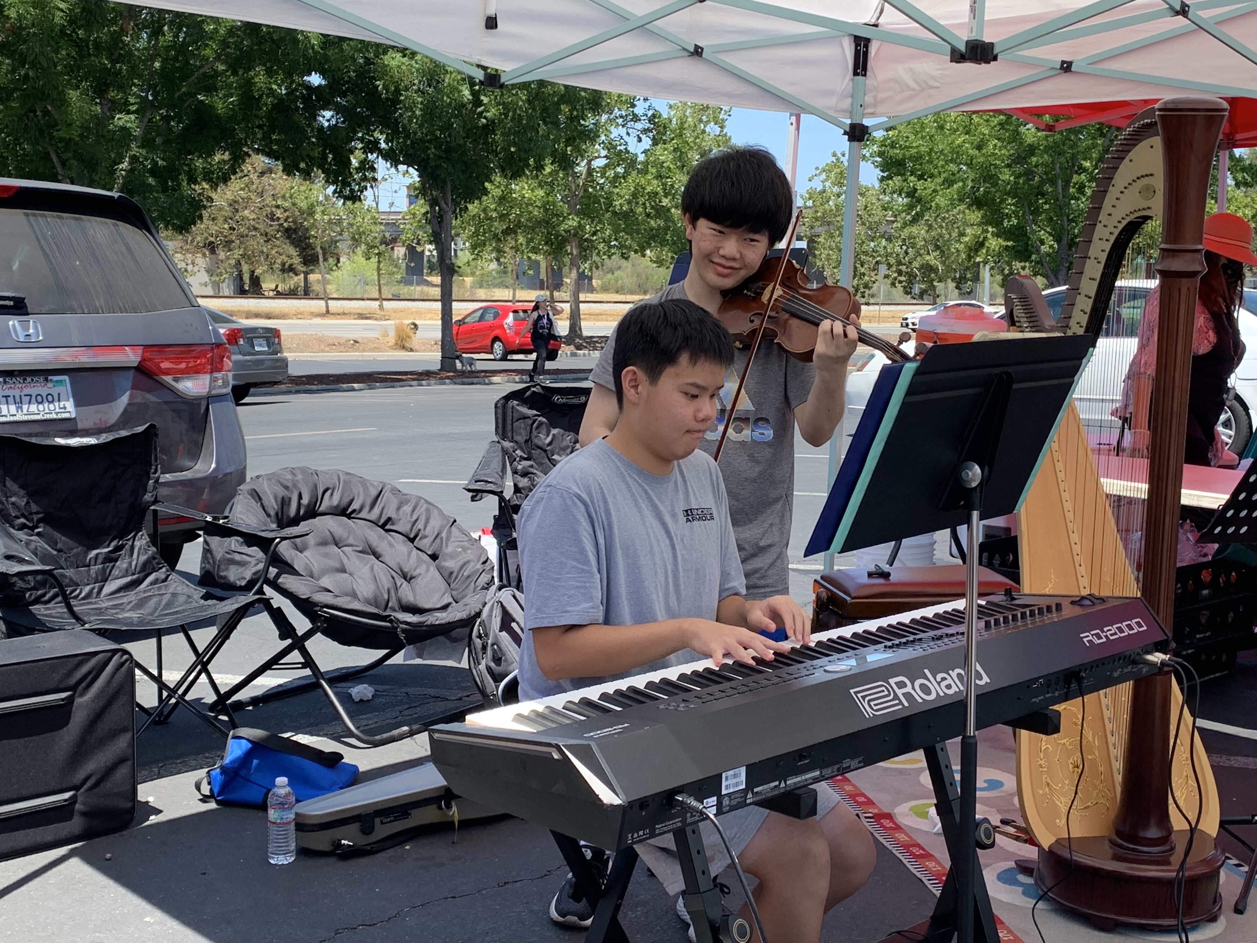 Ethan and Anthoy on a violin piano duet