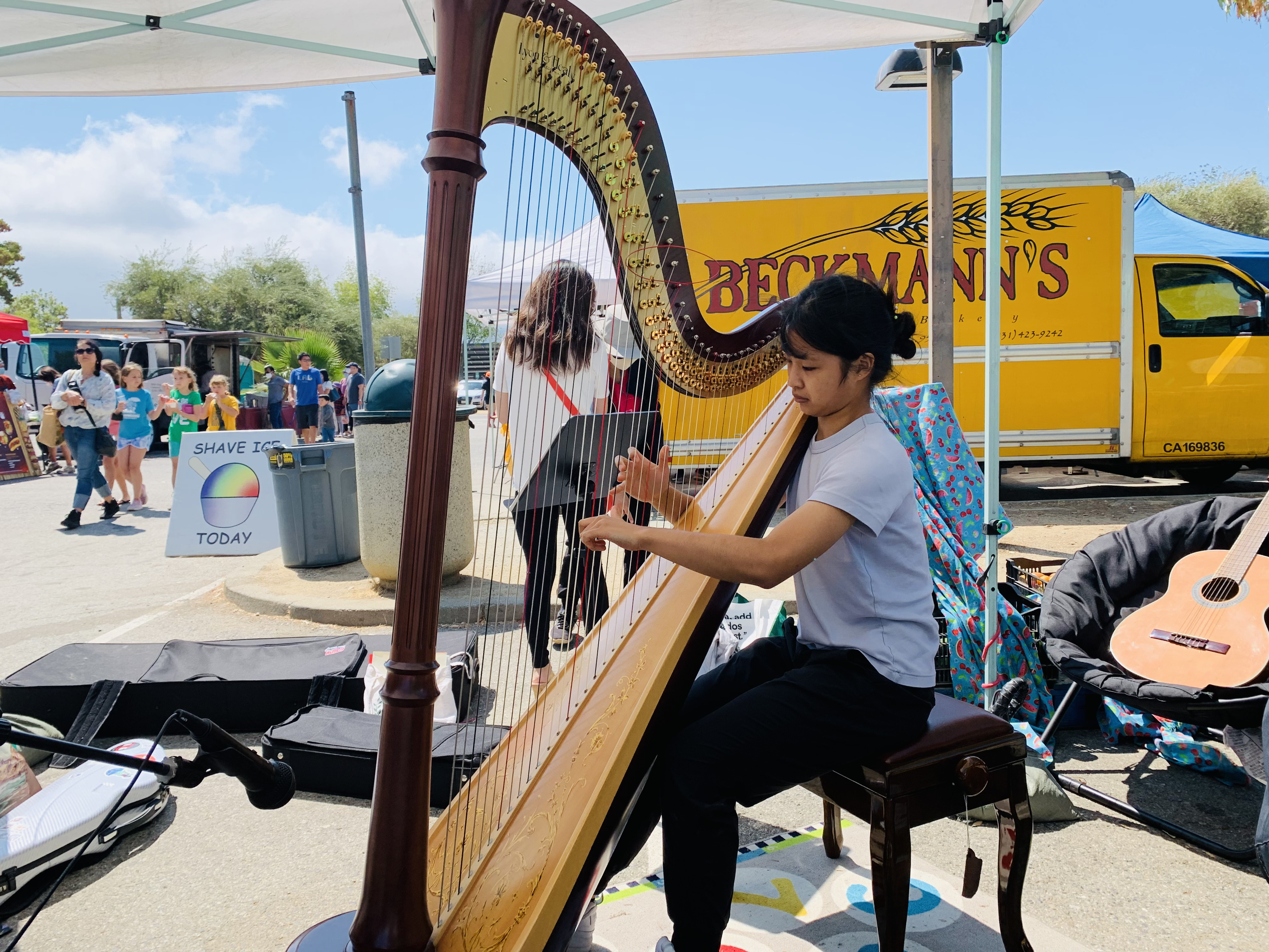 Judy on the harp